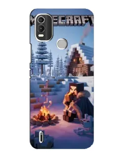 Чехол для Nokia C21 Plus с картинкой «Зимний Minecraft»