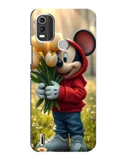 Чехол для Nokia C21 Plus с картинкой «Микки с тюльпанами»