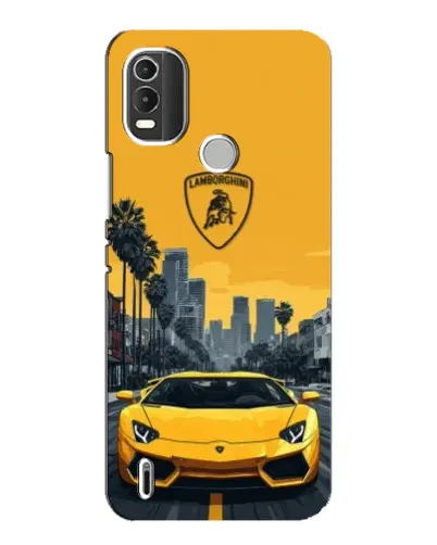 Чохол для Nokia C21 Plus з картинкою «Жовтий Lamborghini місто»