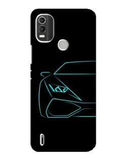 Чохол для Nokia C21 Plus з картинкою «Блакитний силует Lamborghini»