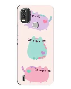 Чехол для Nokia C21 Plus с картинкой «Pusheen трио»