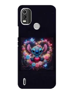 Чехол для Nokia C21 Plus с картинкой «Stitch в цветах» Чехол для Nokia C21 Plus с картинкой «Stitch в цветах»