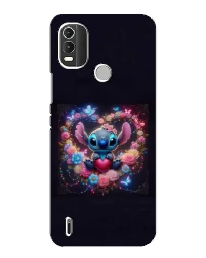 Чехол для Nokia C21 Plus с картинкой «Stitch в цветах»