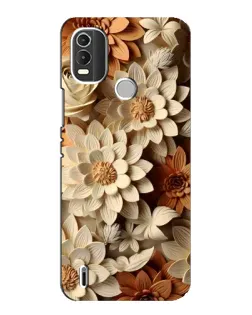 Чохол для Nokia C21 Plus з картинкою «Бежевий флористичний декор»