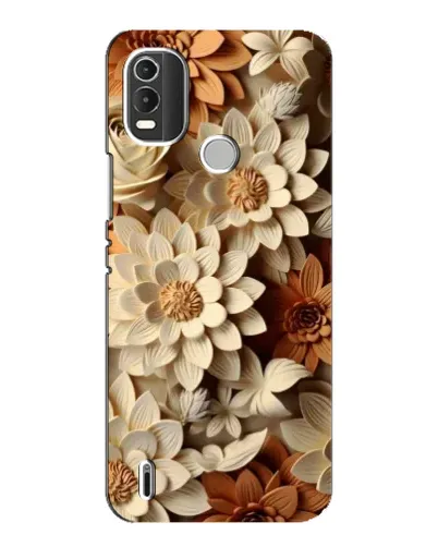 Чохол для Nokia C21 Plus з картинкою «Бежевий флористичний декор»