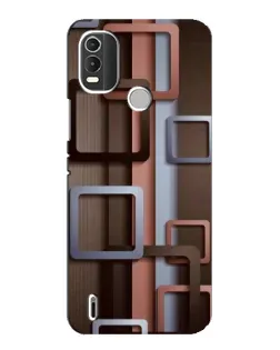 Чохол для Nokia C21 Plus з картинкою «Коричневі об'ємні квадрати»