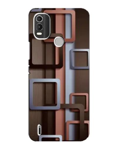Чохол для Nokia C21 Plus з картинкою «Коричневі об'ємні квадрати»