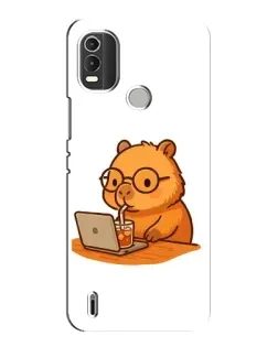 Чохол для Nokia C21 Plus з картинкою «Капібара з ноутбуком»