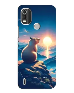Чохол для Nokia C21 Plus з картинкою «Захід сонця з капібарою»