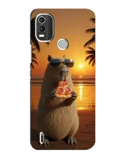 Чохол для Nokia C21 Plus з картинкою «Капібара з піцою»