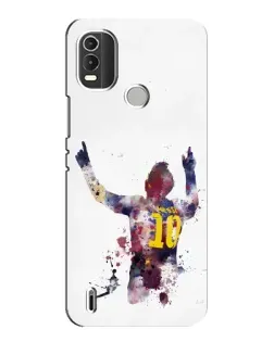 Чехол для Nokia C21 Plus с картинкой «Акварельный Месси Барселона»