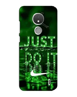 Чехол для Nokia C21 с картинкой «Зеленый неоновый Nike»
