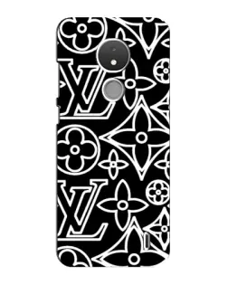 Чехол для Nokia C21 с картинкой «Черно-белый узор LV»