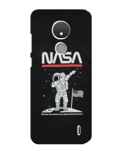 Чехол для Nokia C21 с картинкой «NASA — шагаем по Луне»