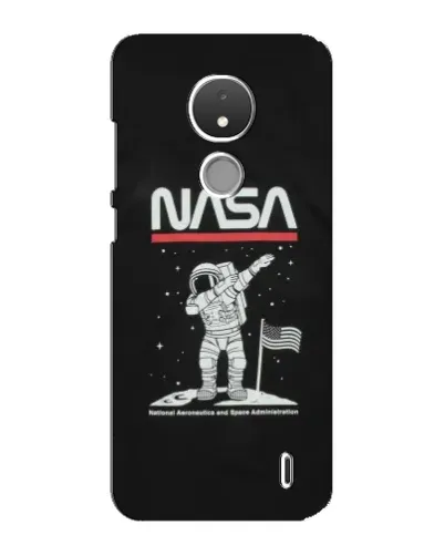 Чехол для Nokia C21 с картинкой «NASA — шагаем по Луне»