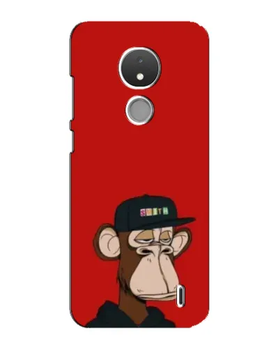 Чехол для Nokia C21 с картинкой «Bored Ape — красный фон»