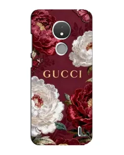 Чехол для Nokia C21 с картинкой «Gucci — бордовые розы»