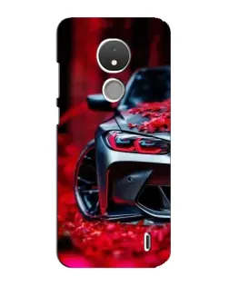 Чехол для Nokia C21 с картинкой «Спортивная BMW и цветы»