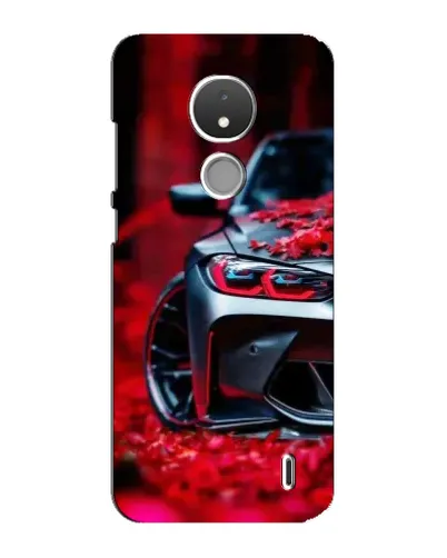 Чехол для Nokia C21 с картинкой «Спортивная BMW и цветы»