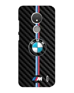 Чехол для Nokia C21 с картинкой «Эмблема BMW и карбон»