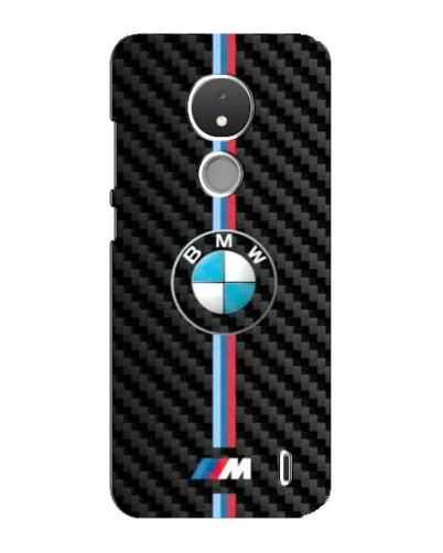 Чехол для Nokia C21 с картинкой «Эмблема BMW и карбон»