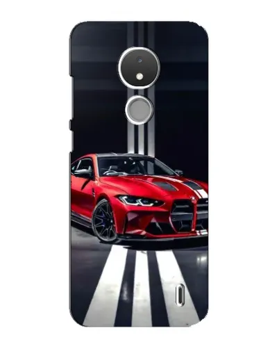 Чехол для Nokia C21 с картинкой «Красная BMW на дороге»