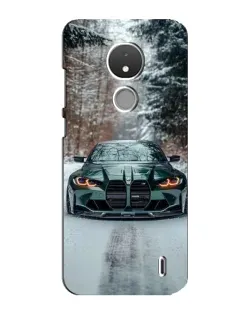 Чехол для Nokia C21 с картинкой «BMW в зимнем лесу»