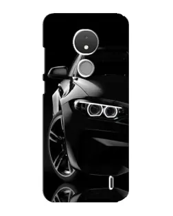 Чехол для Nokia C21 с картинкой «Черная BMW — профиль»