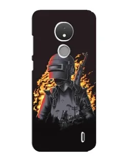 Чехол для Nokia C21 с картинкой «PUBG — огненный силуэт»