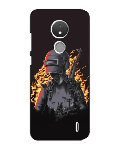 Чехол для Nokia C21 с картинкой «PUBG — огненный силуэт»