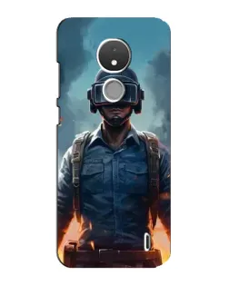 Чехол для Nokia C21 с картинкой «PUBG — реалистичный герой»