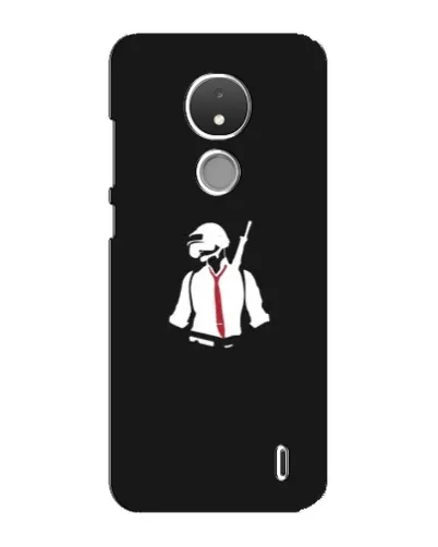 Чехол для Nokia C21 с картинкой «PUBG — силуэт воина»