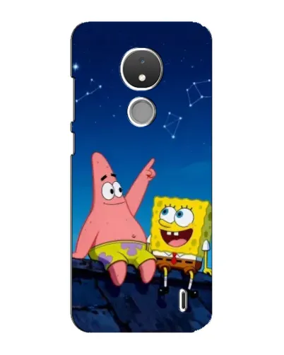 Чехол для Nokia C21 с картинкой «Губка Боб и Патрик ночью»