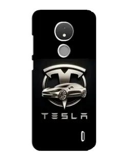 Чехол для Nokia C21 с картинкой «Tesla — серебристое авто»
