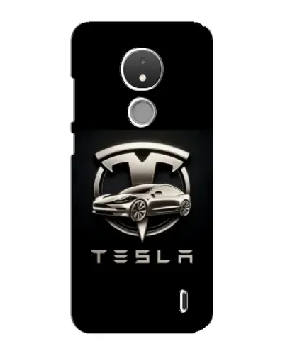 Чехол для Nokia C21 с картинкой «Tesla — серебристое авто»