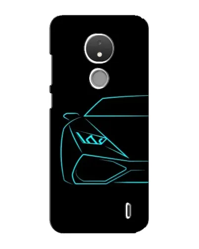 Чехол для Nokia C21 с картинкой «Голубой силуэт Lamborghini»
