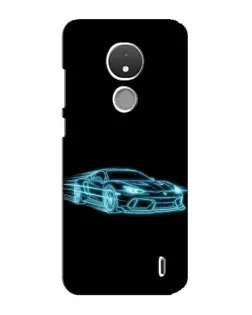 Чехол для Nokia C21 с картинкой «Неоновый контур Lamborghini»