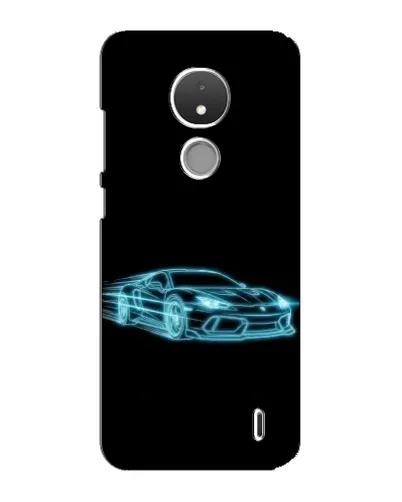 Чехол для Nokia C21 с картинкой «Неоновый контур Lamborghini»