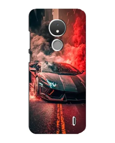Чехол для Nokia C21 с картинкой «Lamborghini красный дым»