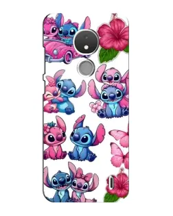Чехол для Nokia C21 с картинкой «Стикеры Stitch и Angel»
