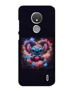 Чехол для Nokia C21 с картинкой «Stitch в цветах»