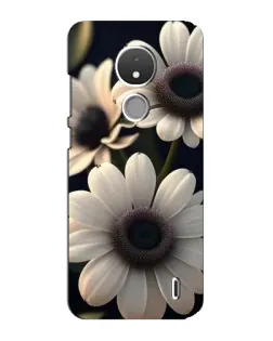 Чехол для Nokia C21 с картинкой «Белые маргаритки макро»