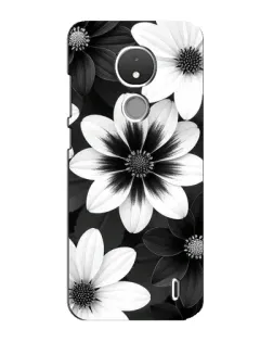 Чехол для Nokia C21 с картинкой «Монохромные астры»