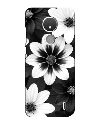 Чехол для Nokia C21 с картинкой «Монохромные астры»