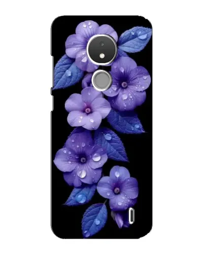 Чехол для Nokia C21 с картинкой «Фиолетовые цветы с росою»