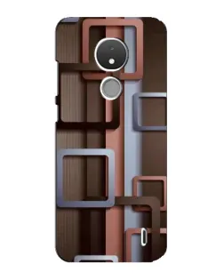 Чехол для Nokia C21 с картинкой «Коричневые объемные квадраты»