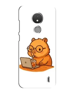 Чехол для Nokia C21 с картинкой «Капибара с ноутбуком»
