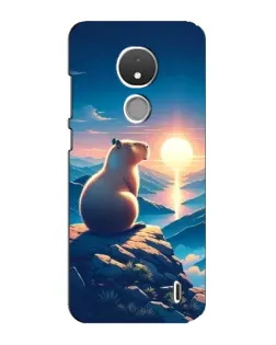 Чехол для Nokia C21 с картинкой «Закат солнца с капибарой»