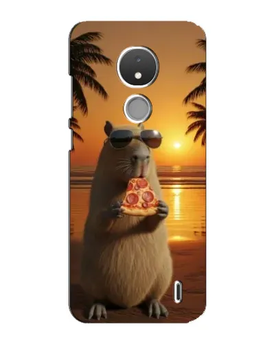 Чехол для Nokia C21 с картинкой «Капибара с пиццей»