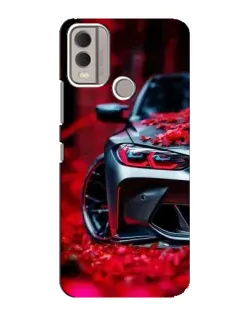 Чохол для Nokia C22 з картинкою «Спортивна BMW та квіти»